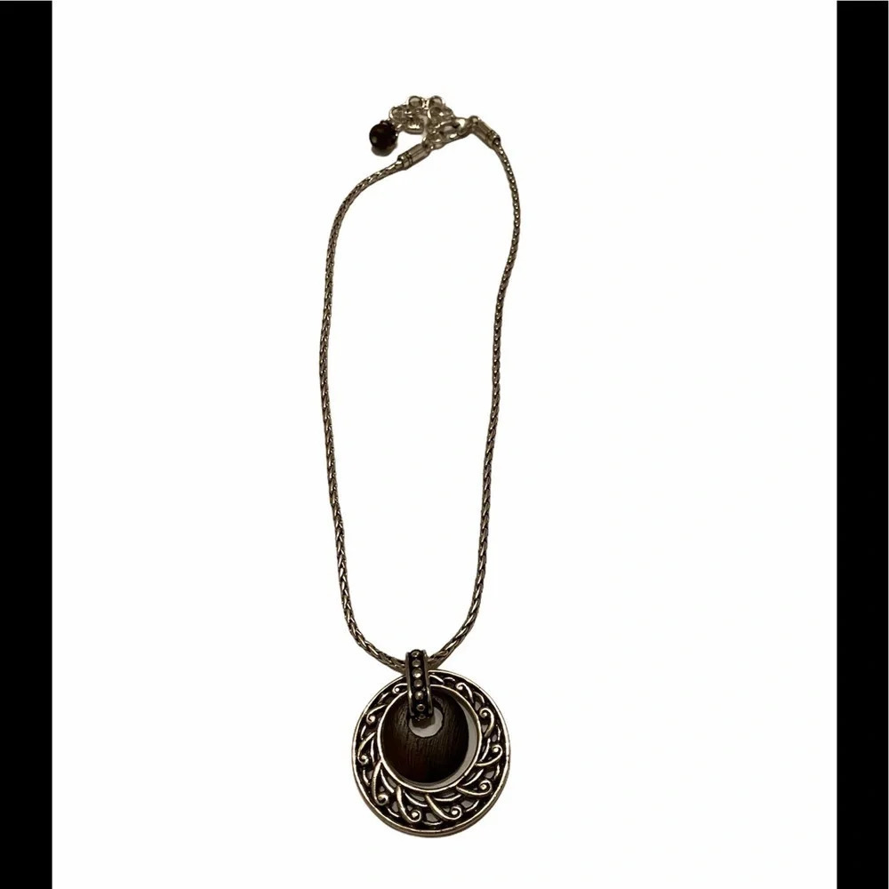 Brighton Katu Silver and Wood Pendant Necklace